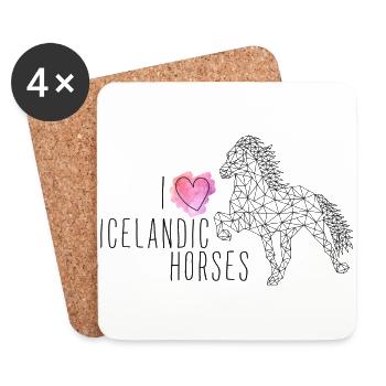 Islandpferd "I Love" - Untersetzer (4er-Set) - Weiß - Vorne