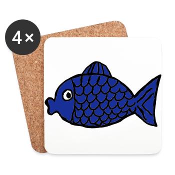 Blue fish - Coasters (set of 4) - white - Front