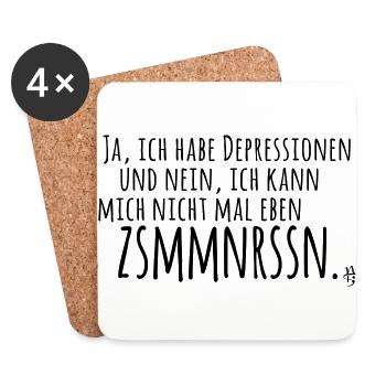Depression - Zusammenreissen - Untersetzer (4er-Set) - Weiß - Vorne