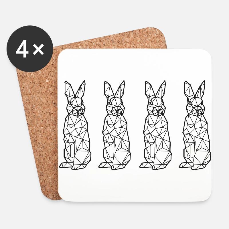 Polygon Hase Kaninchen Kunst. - Untersetzer (4er-Set) - Weiß
