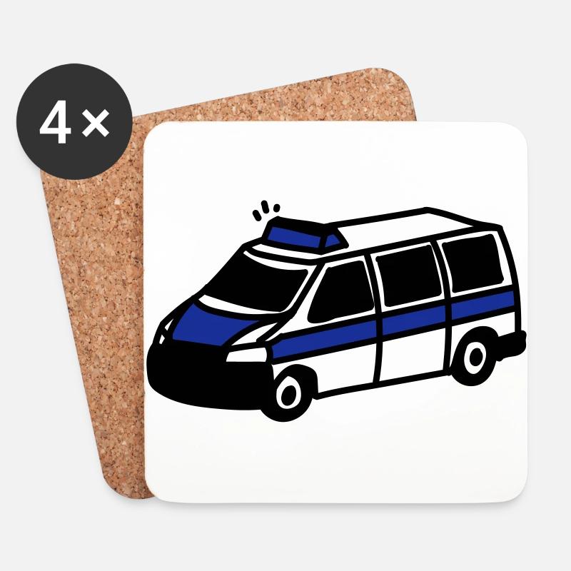 Polizeiwagen - Untersetzer (4er-Set) - Weiß