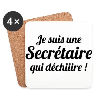 secrétaire / secrétariat / assistante / patron - Dessous de verre (lot de 4) - blanc - Devant