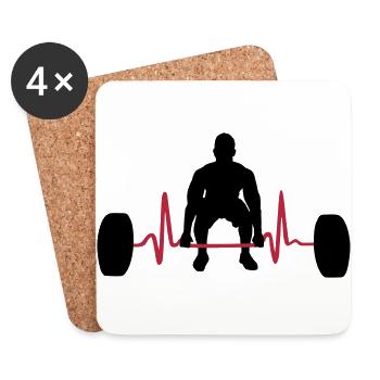 Weightlifter & Heartbeat - Dessous de verre (lot de 4) - blanc - Devant
