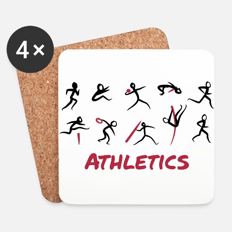 Leichtathletik, Zehnkampf - Untersetzer (4er-Set) - Weiß
