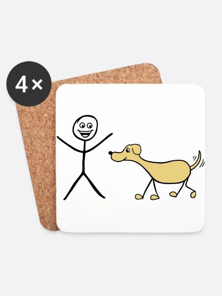 Ich und Hund - Untersetzer (4er-Set) - Weiß