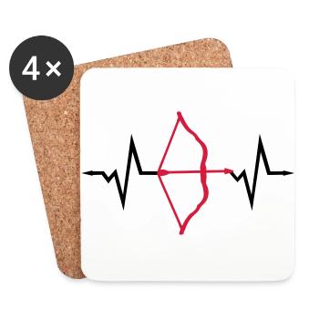 Archery, Bow and Arrow Heartbeat, 2 colors - Dessous de verre (lot de 4) - blanc - Devant
