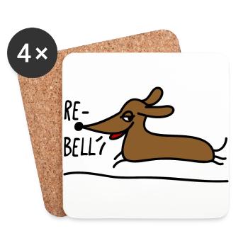 Dackel als Rebell - Untersetzer (4er-Set) - Weiß - Vorne