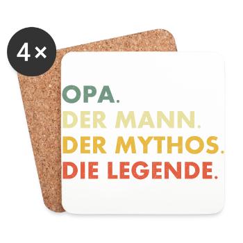 Opa der Mann der Mythos die Legende - Untersetzer (4er-Set) - Weiß - Vorne