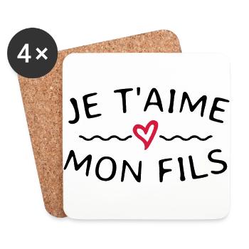 Je t'aime mon fils - Dessous de verre (lot de 4) - blanc - Devant