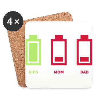 children, battery, batterie, familie, family - Untersetzer (4er-Set) - Weiß - Vorne