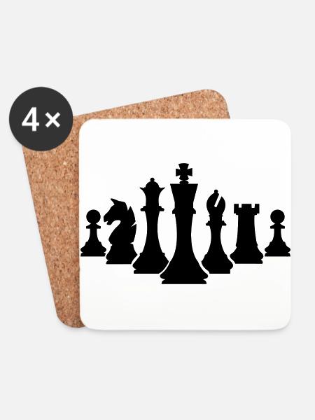schachfiguren - Untersetzer (4er-Set) - Weiß