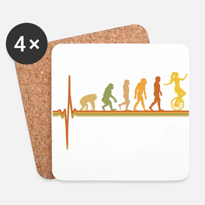 Einrad EKG Puls Herzschlag Retro Evolution - Untersetzer (4er-Set) - Weiß
