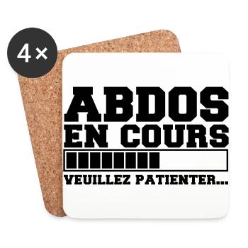 abdos en cours veuillez patienter, musculation - Dessous de verre (lot de 4) - blanc - Devant