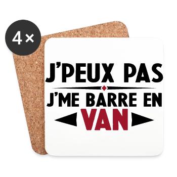 J'peux Pas J'me Barre en Van Cadeau Anniversaire - Dessous de verre (lot de 4) - blanc - Devant