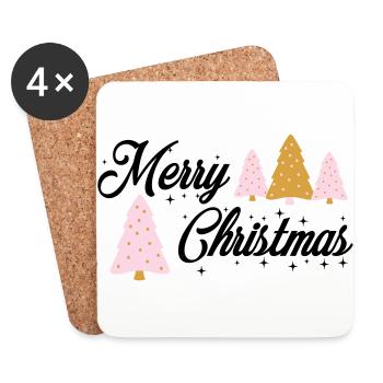 Joyeux sapin de Noël - Dessous de verre (lot de 4) - blanc - Devant