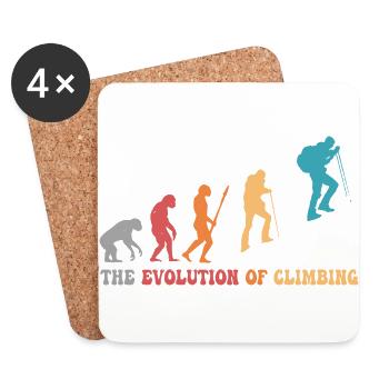 climb evolution of climbing Mountaineering humour - Coasters (set of 4) - white - Front