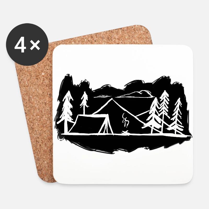 Camping - Untersetzer (4er-Set) - Weiß