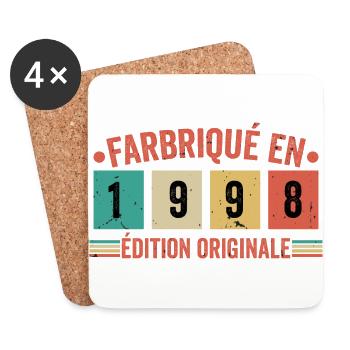 Fabriqué En 1998 édition Originale Cadeau d'anniv - Dessous de verre (lot de 4) - blanc - Devant