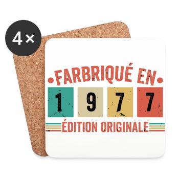 Fabriqué En 1977 édition Originale Cadeau d'anniv - Dessous de verre (lot de 4) - blanc - Devant