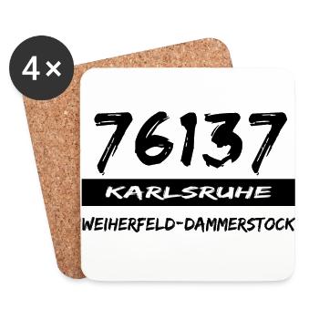 76137 Karlsruhe Weiherfeld Dammerstock - Untersetzer (4er-Set) - Weiß - Vorne