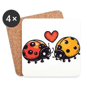 Ladybug Couple Love Valentine's Day - Coasters (set of 4) - white - Front
