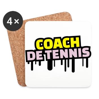 coach de tennis - Dessous de verre (lot de 4) - blanc - Devant