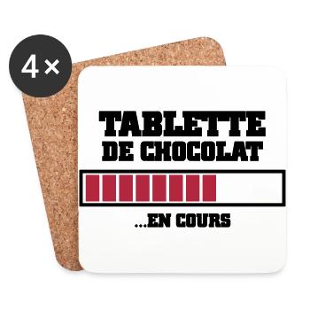 tablette de chocolat en cours - Dessous de verre (lot de 4) - blanc - Devant