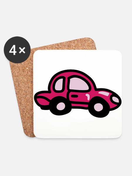 kleines Auto 3 - Untersetzer (4er-Set) - Weiß