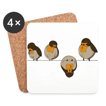 Birds on a wire - Coasters (set of 4) - white - Front