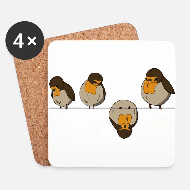 Vögel auf einem Draht - Untersetzer (4er-Set) - Weiß