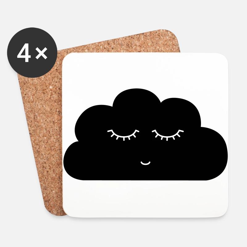 Wolke mit schlafendem Gesicht - Untersetzer (4er-Set) - Weiß