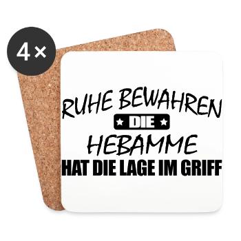 Hebamme-Ruhe bewahren-Entspann Dich - Untersetzer (4er-Set) - Weiß - Vorne