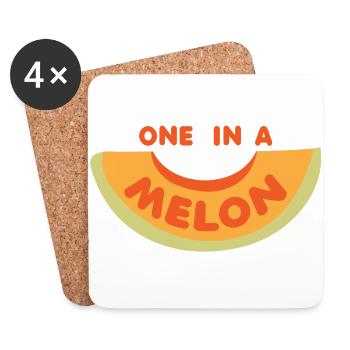 Fruits / fruits: melon - pastèque - Dessous de verre (lot de 4) - blanc - Devant