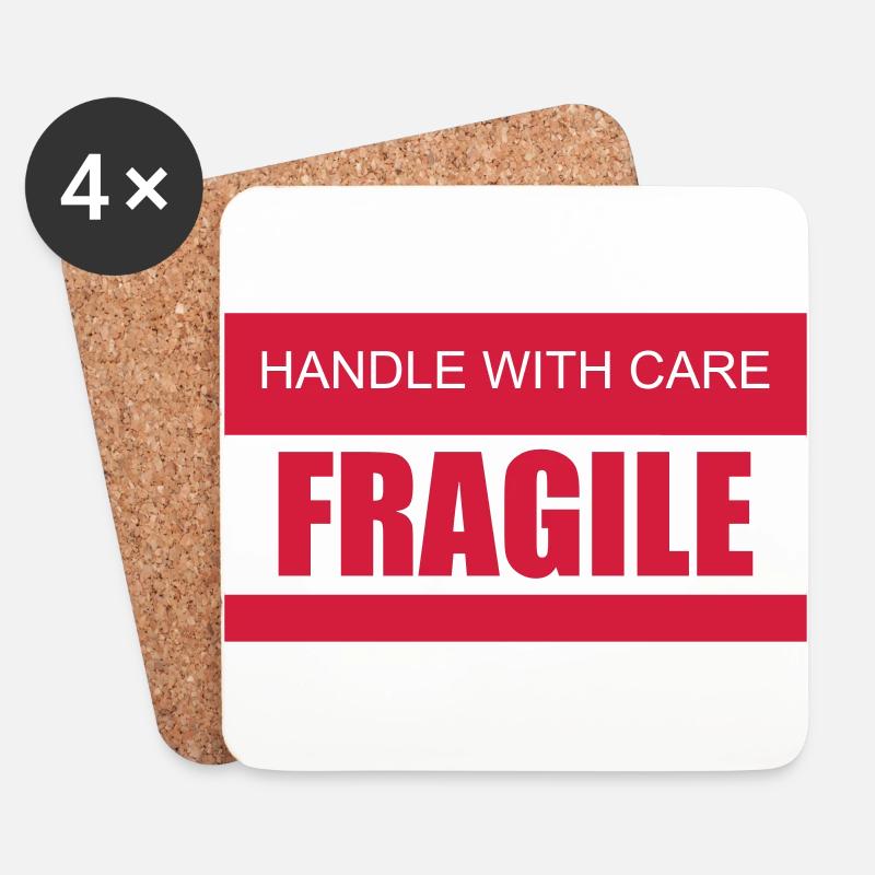 FRAGILE Handle with care 2c - Untersetzer (4er-Set) - Weiß