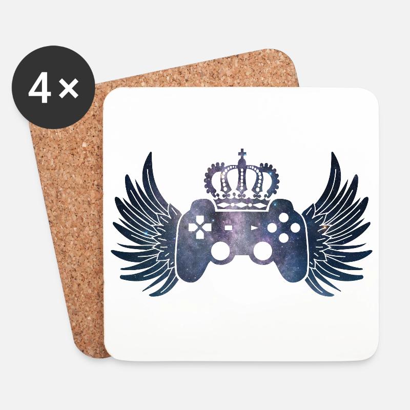 Controller Symbol Controller mit Flügeln und Krone - Untersetzer (4er-Set) - Weiß