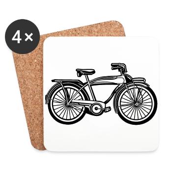 Beach Cruiser Fahrrad 01_schwarz weiß - Untersetzer (4er-Set) - Weiß - Vorne