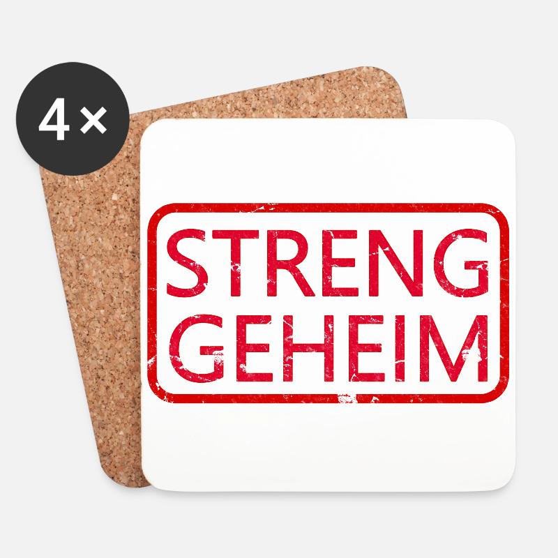 STRENG GEHEIM - Untersetzer (4er-Set) - Weiß