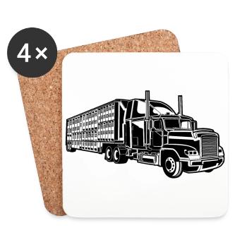 Truck / Truck 01_black white - Coasters (set of 4) - white - Front