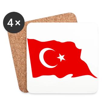 Türkei Fahne - Untersetzer (4er-Set) - Weiß - Vorne