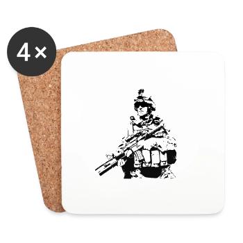 soldat militaire - Dessous de verre (lot de 4) - blanc - Devant