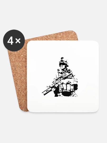 Soldat Militär - Untersetzer (4er-Set) - Weiß