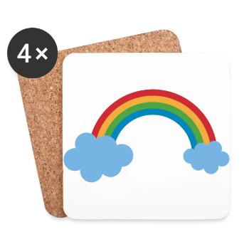 rainbow sun clouds weather rainbow sun cloud39 - Coasters (set of 4) - white - Front