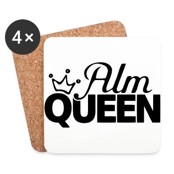 Alm Queen Apres Ski fahren Alpen Berge Österreich - Untersetzer (4er-Set) - Weiß - Vorne