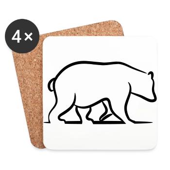 Brown Bear - Grizzly - Coasters (set of 4) - white - Front