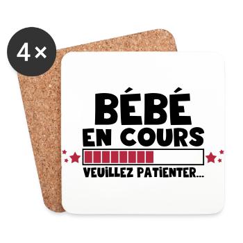 Bébé en cours,grossesse,famille - Dessous de verre (lot de 4) - blanc - Devant