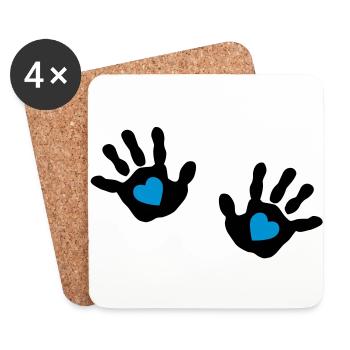 Bébé mains - cœur - Dessous de verre (lot de 4) - blanc - Devant
