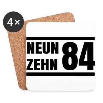 Neunzehn84 / 1984 / Jahrgang - Untersetzer (4er-Set) - Weiß - Vorne