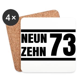 Neunzehn73 /1973 / Jahrgang / Geburtsjahr - Untersetzer (4er-Set) - Weiß - Vorne