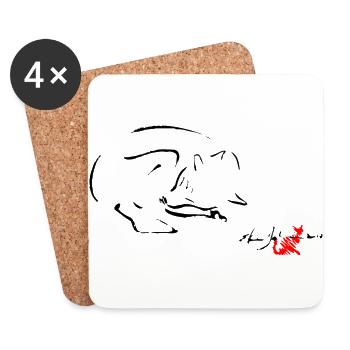 BLACK FOX, FOX RÊVE, RÊVE FOX, FOX, - Dessous de verre (lot de 4) - blanc - Devant