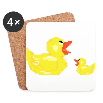 Duck mother with child chicks young gift duck - Coasters (set of 4) - white - Front